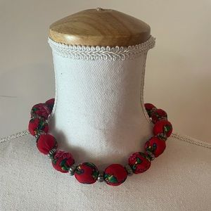 Traditional Polish Beaded Cloth Necklace